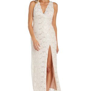 Night Way Sequin & Glitter Lace Gown NWT, Sz 14